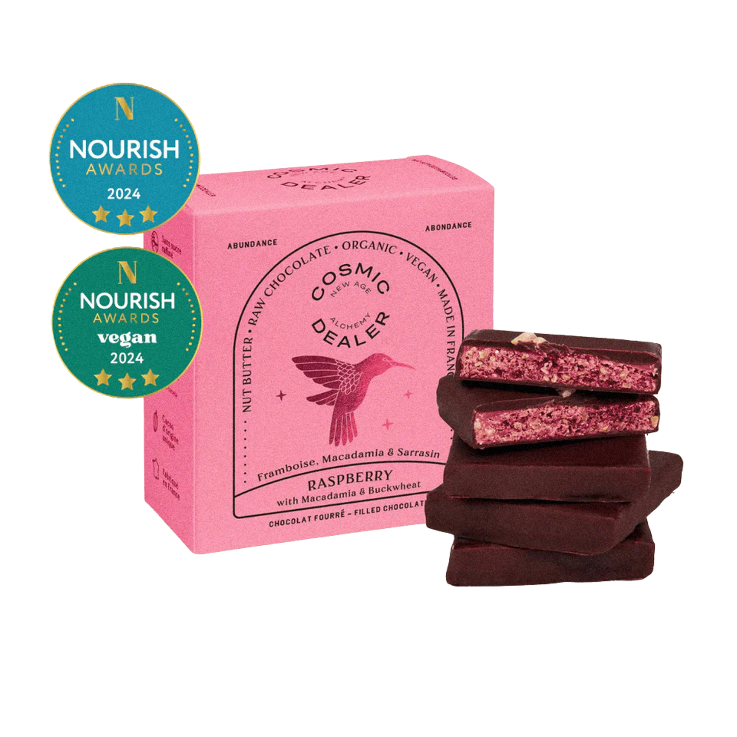 Box of 4 nut butter chocolates Raspberry