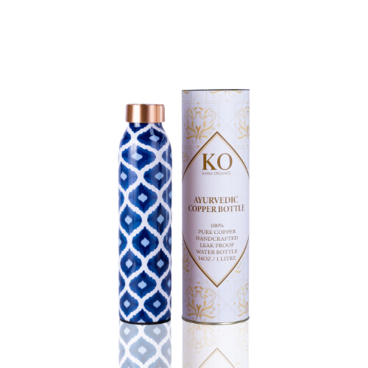 Stylish Copper Bottle - Blue Pattern