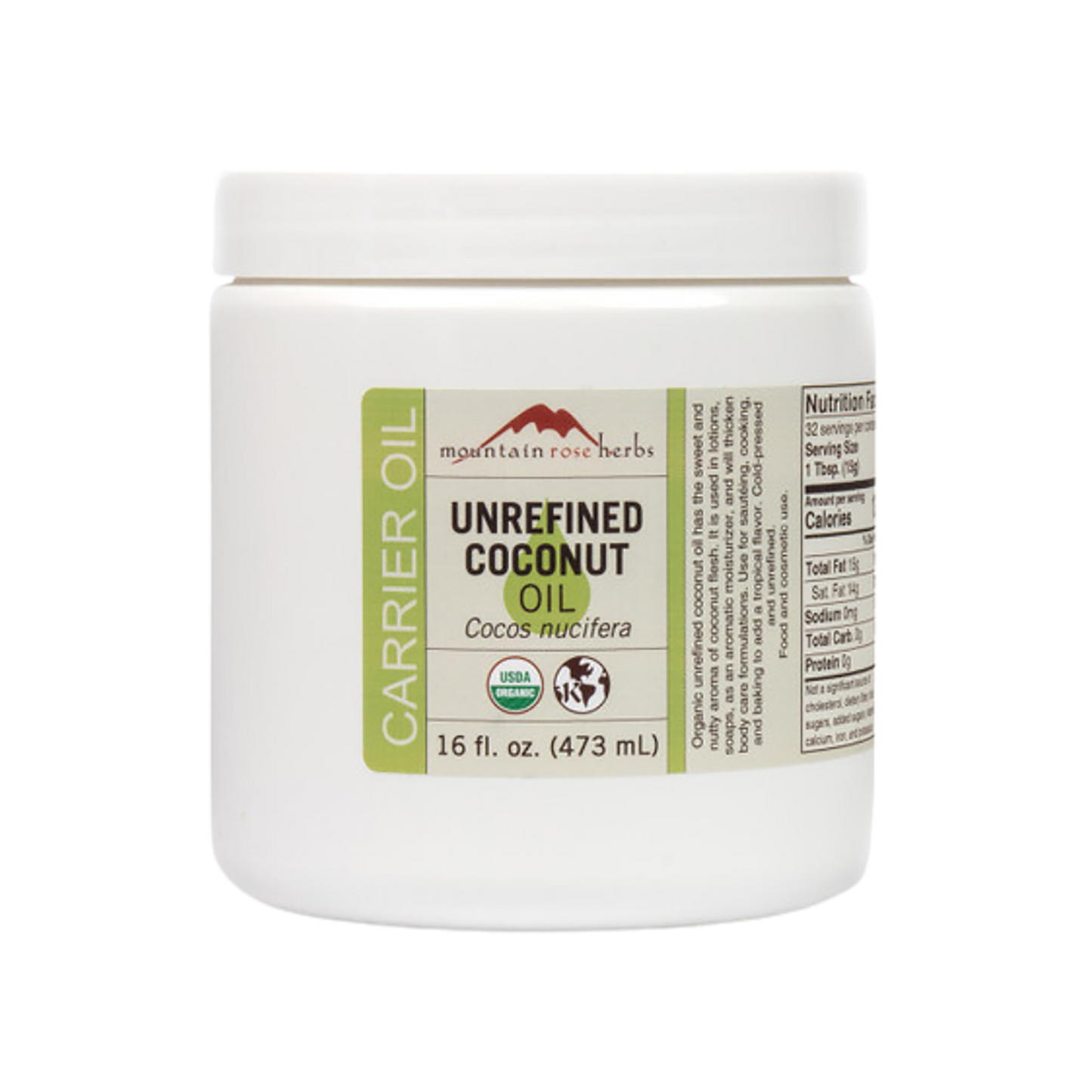 Coconut Oil Unrefined 16 oz