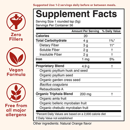 Psyllium Pre & Probiotic Fiber Orange Canister