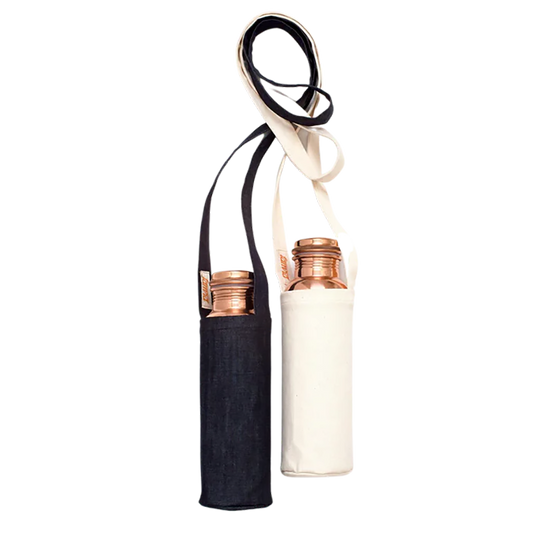 Denim Copper Water Bottle Tote